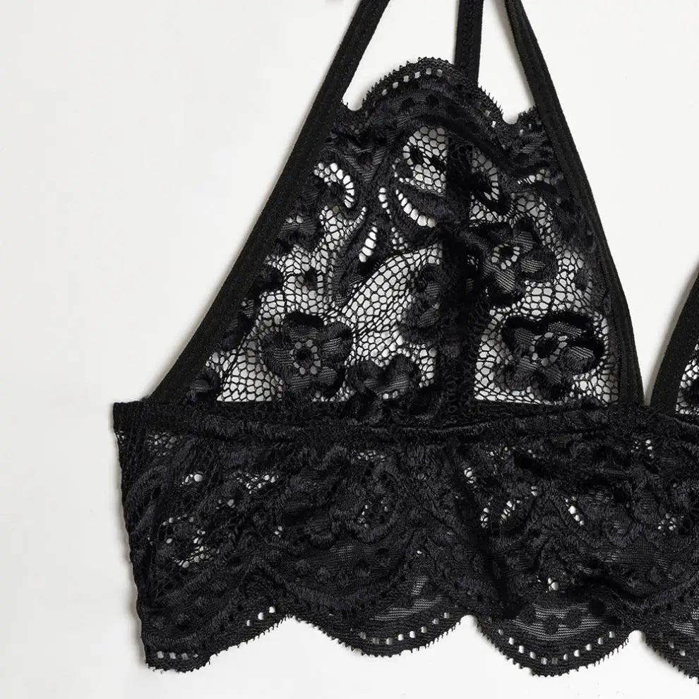 Sexy Elegant Lace Seamless Lingerie Set Women's Hollow Erotic Lingerie Transparent Wirefree Bra Sets Panties