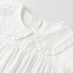 Women Casual White Mini Dress Short Sleeve Doll Collar Loose Shirt Dress 2026 Summer Retro Streetwear