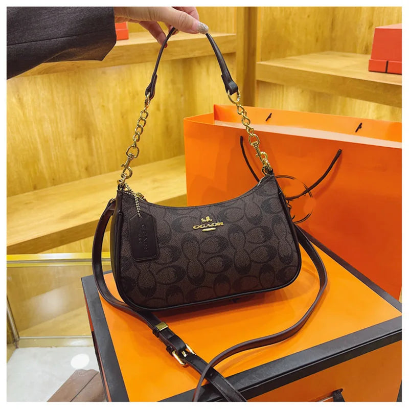 Women's Chain Bags Pvc Geometric Print Handbag Shoulder Crossbody Bag Women's Underarm Bag Suitable For Daily Outfit Matching