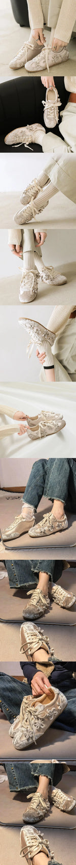2026 Summer Gary Cute Flowers Ballet Flats Shoes Women Black Sweet Casual Sneakers Shoes Trainers Comfy Walk Daily Footwear