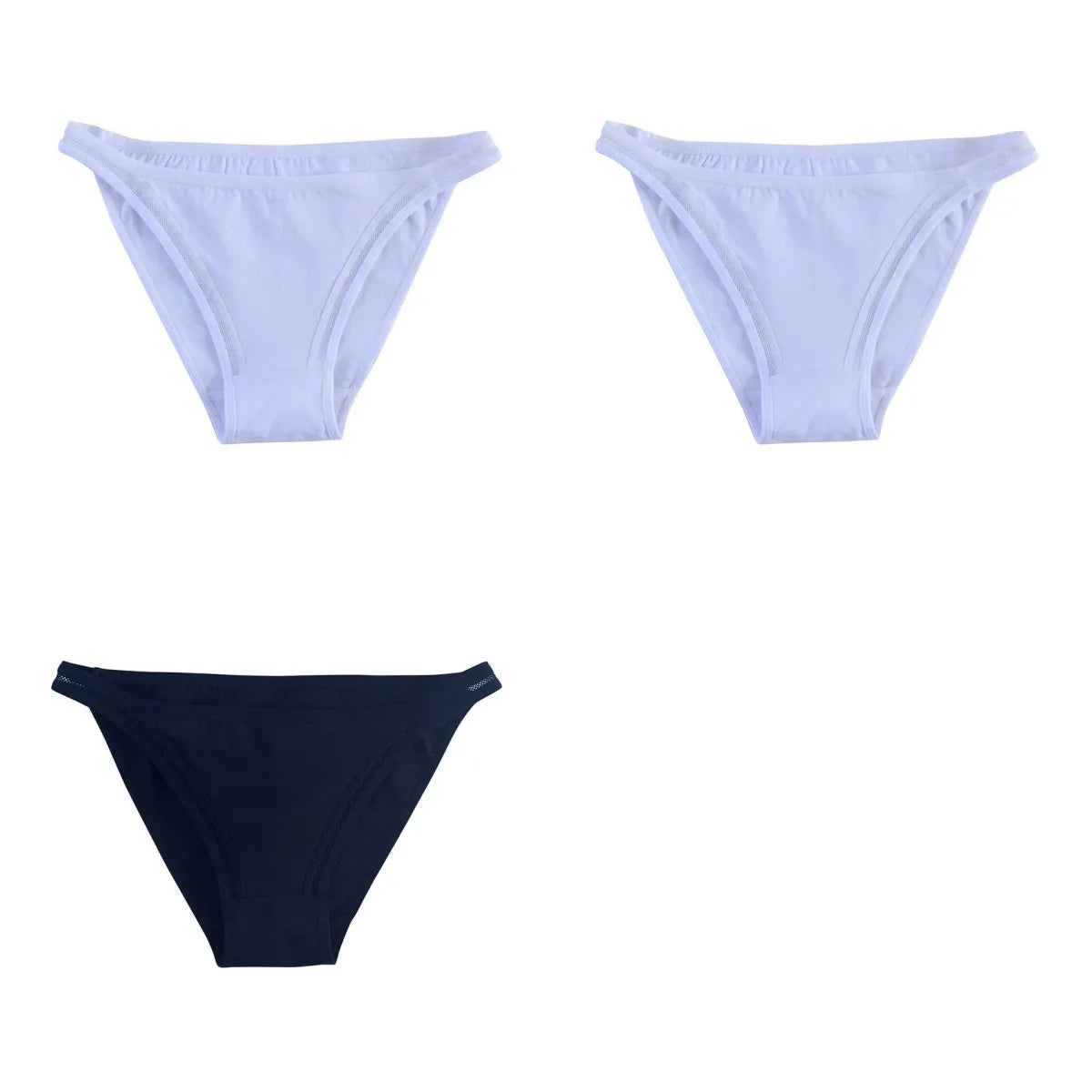 3Pcs/Set Women's Cotton Low-Rise Briefs with Mesh Side Panels Brazilian Panties Sexy Lingerie Comfy Breathable Underwear M-XL