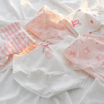 5Pcs/Set Cute Rabbit & Heart Briefs Women's Sweet Style Cotton Panties Mid-Rise Breathable Underwear Cotton Lingerie M-XL