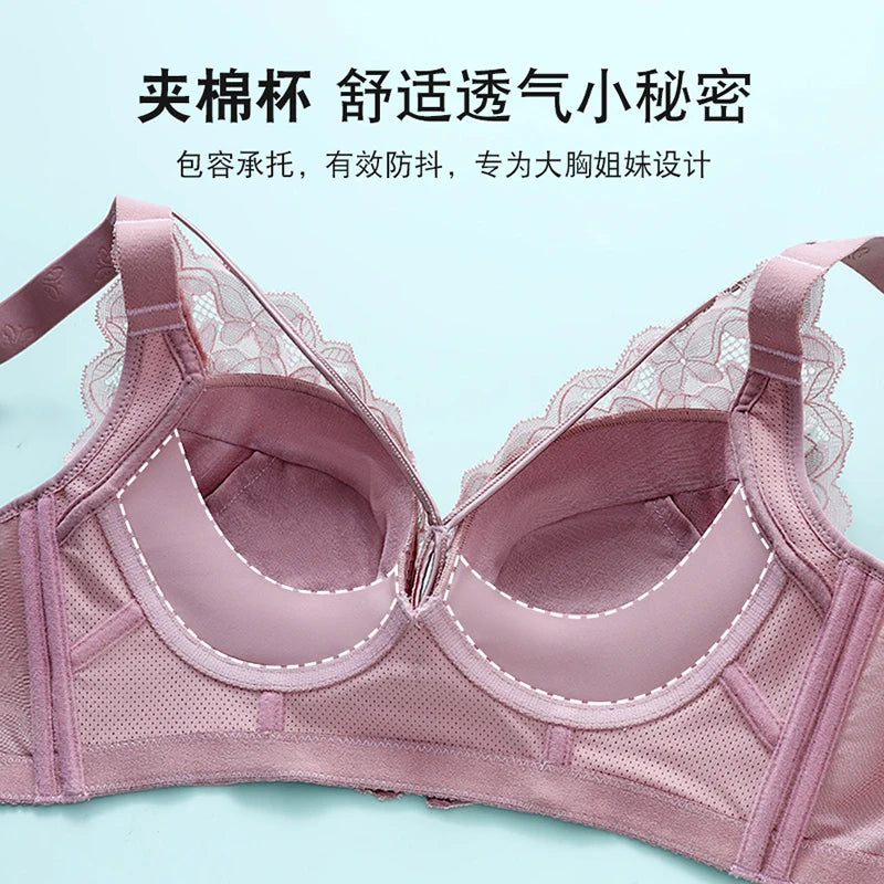 Coverage Lace Bras Plus Size Push Up Bra Sexy Lingerie Women FullWireless Brassiere C D E Cup Push Up Bras for women Bra 52CDE