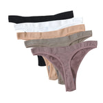 5Pcs/Set Women Brazilian Panties High Waist Thongs G-string Female Underpants Solid Color T-back Underwear Sexy Lingerie M-XL