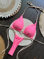 Women's Solid Color Sexy Bikini Set 2-piece Split Beach Swimsuit Red