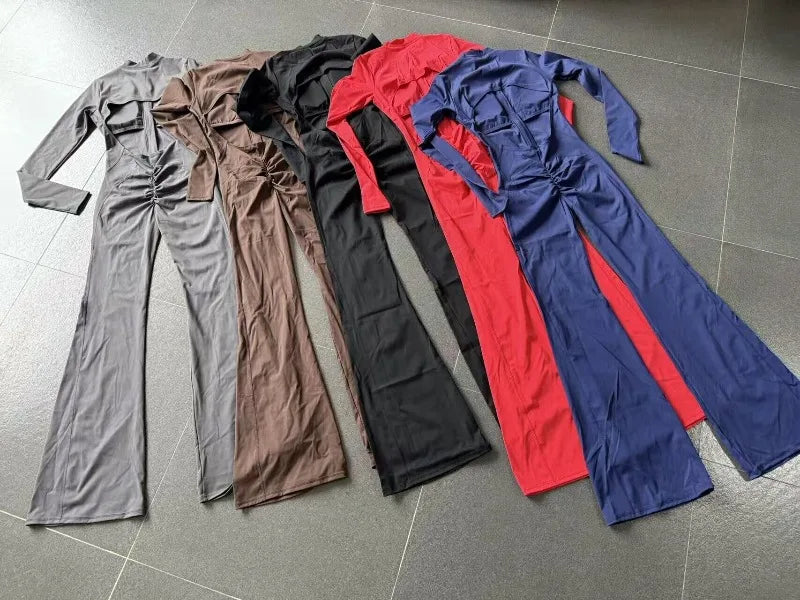 Women's Seamless Yoga Jumpsuits Sports Fitness Gym One-piece Long-sleeves Hip-Lifting Beauty Back Workout Training Bodysuits