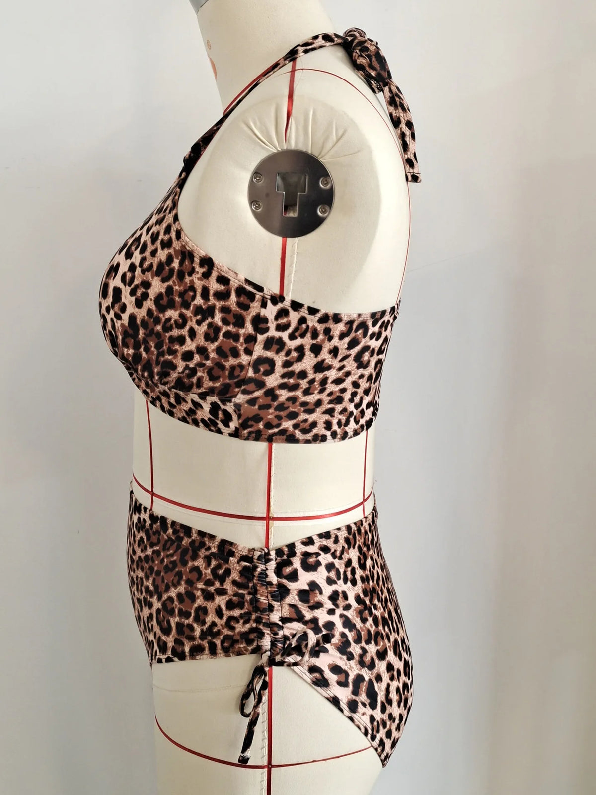 NEW Large Plus Size 2 Pieces Bikini High Waist Swimsuit Women Leopard Swimwear Female Bather Bathing Swimming Swim Suit