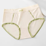 Simple Versatile Color Contrast Ladies Mid Waist Skin Friendly Panties Summer Breathable Cotton Crotch Soft Comfortable Briefs