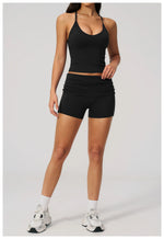 Summer 2Pcs Yoga Sets Women Camisole Slimming Sports Tank Top Pleate High Waist Shorts Fitness Suit Gym Running Excersize Wear
