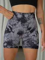 Tie Dye Yoga Shorts Marble Gym Shorts Women Push Up Sports Shorts Women Fitness Tights Breathable High Waist Booty Shorts