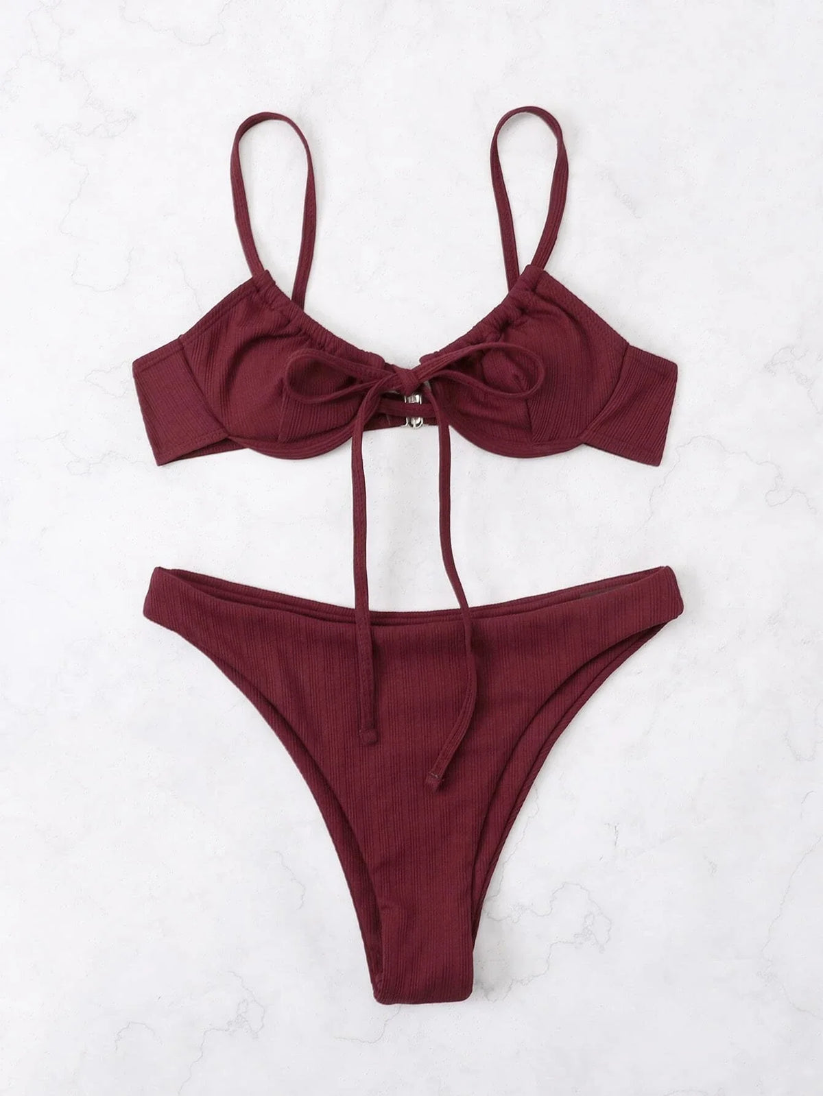 2026 Push Up Bikini Women Tie Front Swimsuit Sexy Underwire Swimwear Female Bathers Bathing Swimming Swim Suit Summer Beachwear
