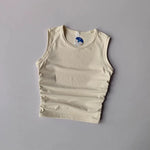 Women's Summer Nude I-Shaped Yoga Sports Vest Slimming Quick Dry Pleated Top for Fitness And Sports Activity
