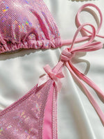 Sparkling Glitter Halter Bow Bikini Female Swimsuit Women Swimwear Two-pieces Bikini Set High Cut Bather Bathing Suit Swim Lady
