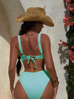 DEKA Sexy Ribbed One Piece Swimsuit Hollow Out Swimwear Women Female Deep V-neck Bathing Suit Beach Wear Push Up Monokini Swim
