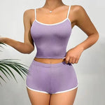 2026 New Women's Sleepwear and Home Wear Set Slim Fitting Camisole Shorts Casual and Comfortable Vest Sports Shorts 2-Piece Set