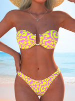 Sexy Bandeau Bikini 2026 Mujer Women White Polka Dot Print V Wire Push Up Triangle Swimsuit Summer Bathing Suit 2 Piece Swimwear