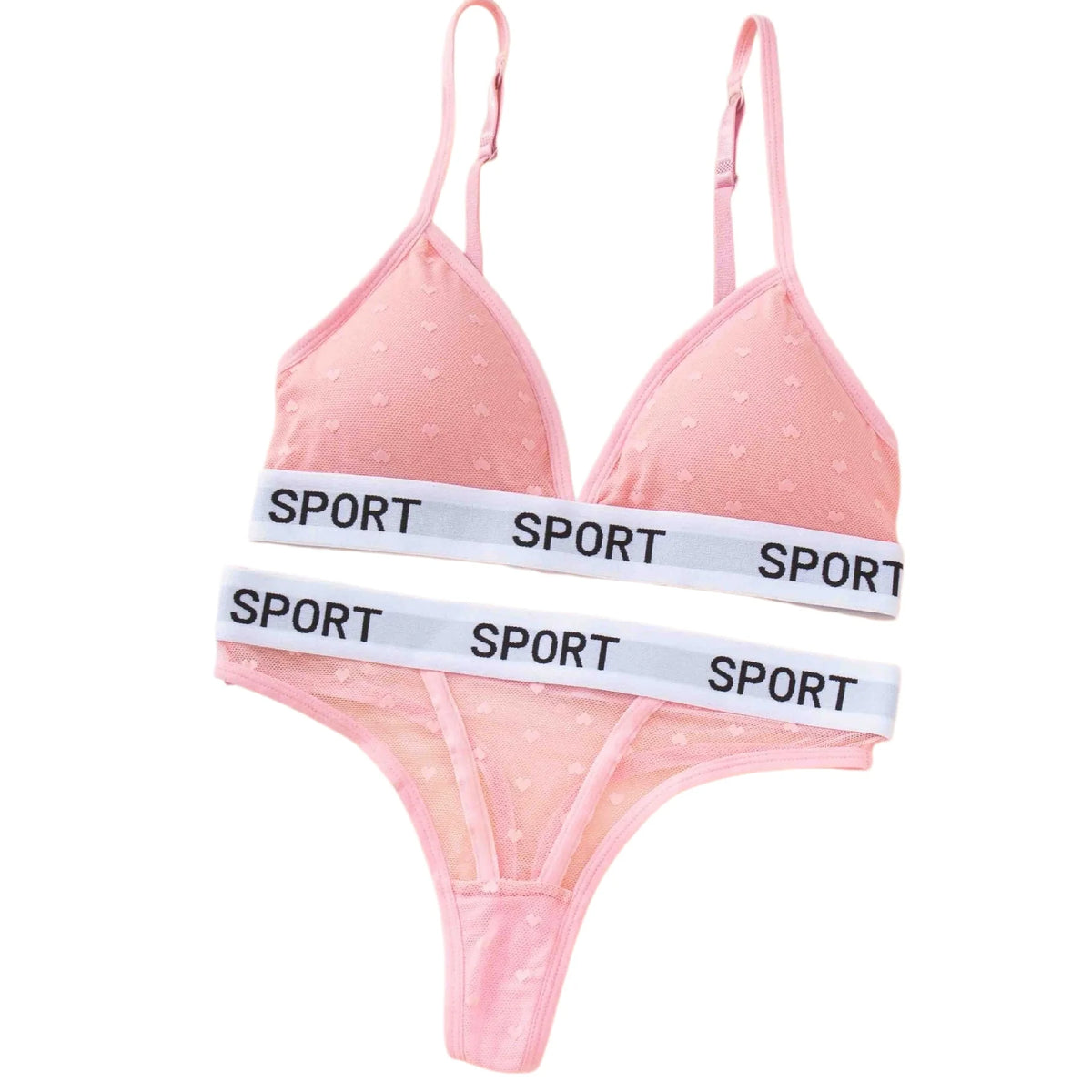 Women Lace Bra And Panties Set Sheer Polka Dot Lingerie Non-wire Bralette Sexy Low Rise Thongs Letter Band Mesh Underwear Set