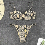 Snake Skin Underwired Bikini Female Swimsuit Two-Pieces Bikini Set High Leg Cut Women Swimwear Bather Bathing Suit Swim V1599