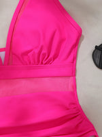 Sexy Black One Piece Swimsuit 2026 Women Mesh Patchwork Transparent Tummy Control Swimwear Bathing Suit See Through Monokini