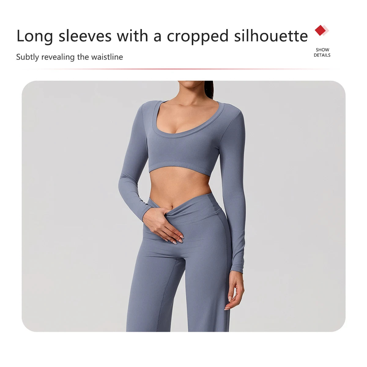 Hearuisavy Sports Set 2Pcs Women'sLong Sleeve Backless Fitted Fitness Top Push Up Pilates Yoga Top Wide Leg Straight Leg Pants