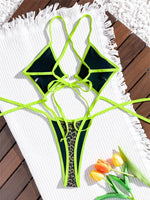 Leopard Print One Piece Swimsuits for Women String Lace-up Triangle Bikini Swimwear 2026 Hollow Out Monokini Bathing Suit Summer