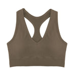 2Pcs/Set Women Deep V Neck Y-Back Padded Tank Bra Rib Cropped Tank Bralette Racerback Strap Daily Inner Top One Size Underwear