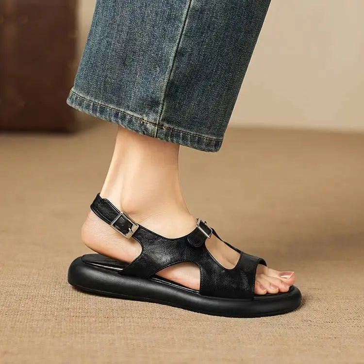 Spring and Summer New Model Fashion Low Heel Women's Shoes Fish Mouth Open-toe Buckle Casual Student Women's Sandals High 2.5cm