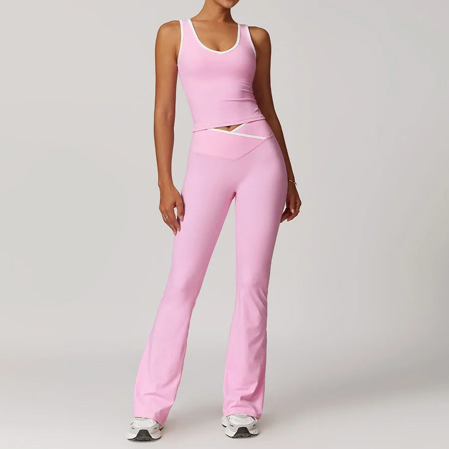 Yoga Set2 Pieces Workout Outfits Fitness Sportswear Gym Tracksuit High Waist Leggings Sports Bra Athletic Wear Women Clothes