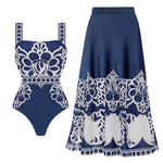 2024 Women Swimwear 2PC Cover-up Swimsuit Ruffle Solid Printed Deep V One-piece Monokini Kimono Bikini Suit Summer Beachwear