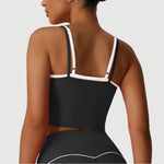 Women's Seamless Yoga Vest - Fake Two-Piece with Backless Removable Padded Sports Bra Stretchy Running Fitness Tank Top