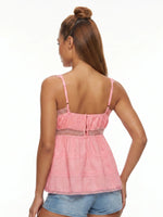 Women's Solid Color Babydoll Tank Tops Summer Stylish Lace Trim Loose Hem Square Neck Spaghetti Strap Sleeveless Camisoles