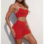 Women's Yoga Sets Sports Fitness Cross Beauty Back Bra Slim Fit Hip-Lifting Shorts Suits Running Workout Gym Training Sets