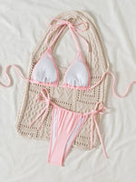 3D Flowers Halter Mini Micro Thong Bikini Female Swimsuit Women Swimwear Two-pieces Bikini Set High Cut Bathing Suit Swim Lady