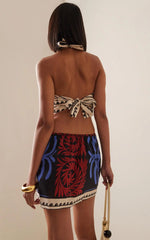 Bohemian Print Halter Neck Mini Dresses Women Sexy Backless Leace-up Beach Vacation Dress Fashion Beachwear Vestidos Summer New