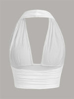 Sexy Solid Backless Crop Halter Top Women Summer 2024 Y2K Clothes Grunge High Street Style Club Sleeveless Cami Top Streetwear