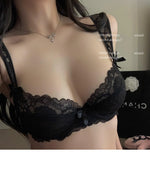 Purple Sexy Bra SetLingerie Women French Lace Thin Bra Top Support Pure Desire Wind Transparent Bra Panties Set Underwear