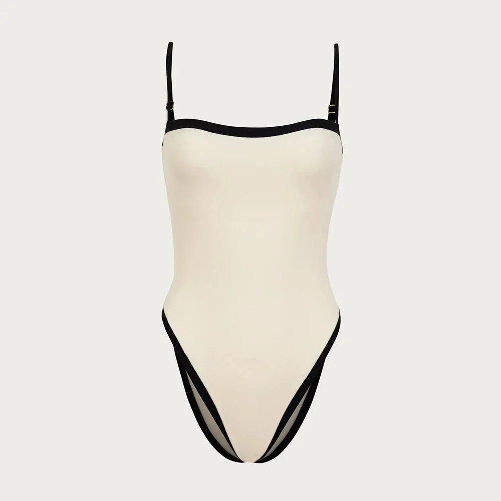 One Piece Swimsuit 2024 New Vintage Retro Swimwear Women Swimsuit Bandeau Bathing Suit Beachwear Monokini Female Swimming Suits