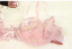 MOYISU Luxury French Pure Desire White Lace Thin Sexy Gauze Underwear Set Embroidery Girl Push-up Bra Big Size Big Breasts Small