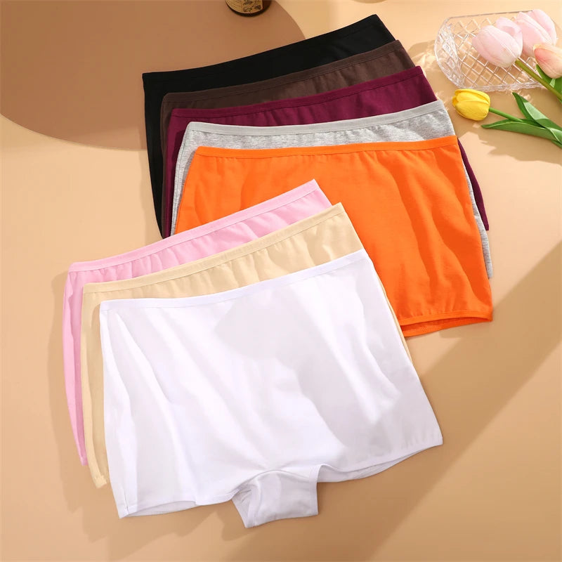3PCS Women'sCotton Seamless Panties Sports Boxers Underwear Female Solid Color Briefs Cozy Lingerie Intimate Underpants XS-XL