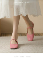 2025 Elegant Woman Square Toe Lolita Lady Barefoot Boat Gold Flats Elegant Soft Sole Ballerina Party Mary Jane Shoes