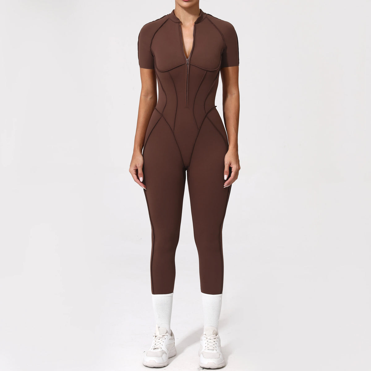 With Zipper Hollow Back Yoga Jumpsuit Sportswear Women Gym Clothes Running Fitness Yoga Backless Bodysuit