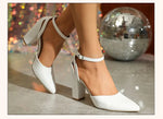 Women's Fashion New Shoes White Soft Leather High Heels Cute Bow Elegant Sexy Wedding Banquet Party Toe Hollow Pointed Shoes