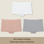3Pcs Women's Seamless Sports Boxer Underwear Female Solid Color Panties Comfortable Briefs Cozy Lingerie Intimate Underpant S-XL