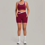 Women's Seamless Yoga Sets Sports Fitness High Waist Hip-lifting Shorts Back Beauty Sleeveless Suits Gym Training Workout Sets