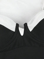 Push Up One Piece Swimsuit Women Backless Bodysuit Black White Swimwear Thong Beach Wear 2025 Contrast Color Bathing Suits Pool