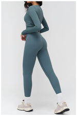 2 Pieces Sportswear Women Yoga Set Gym Clothes Fitness Set Outfit Outdoor Long-Sleeved Shirt Tracksuits Sports Bra Gym Leggings