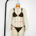 Women's Stylish Solid Color Three-Point Drawstring Bikini Set Cross-Border Swimwear Separate 2025 Sexy Female Bathing Suit