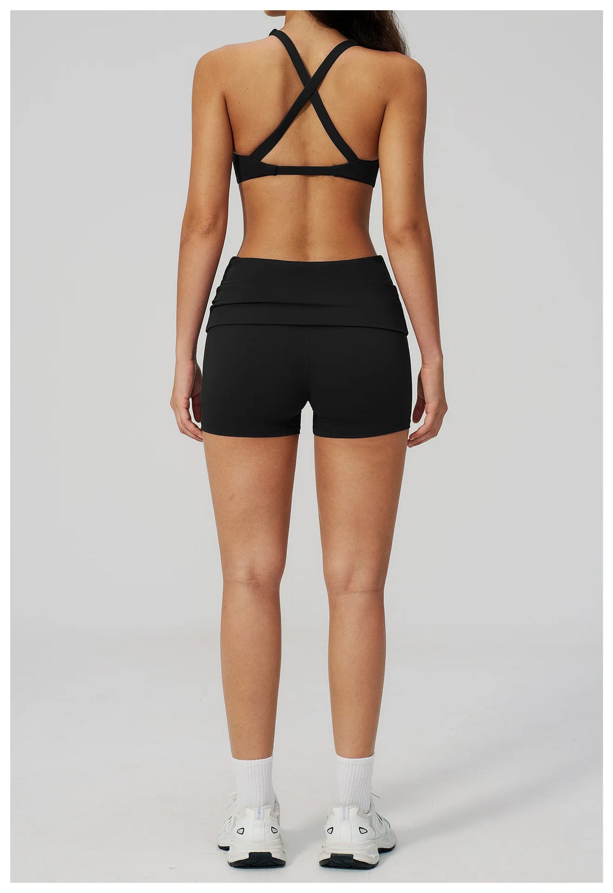Women Two Piece Gym Yoga Sets Back Cross Sports Bra Pleate High Waist Short Fitness Suit Outdoor Running Camisole Tops Outfits