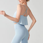 Women's Mesh Yoga Sports Camisole Vest Beautiful Back Pilates Training Outerwear Top Fake Two-Piece Sports Bra Design