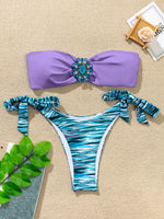 Rhinestone Flower Accessories Swimsuit Women 2026 2-piece Mini Bikini Sexy Strapless Backless Bathing Suit Summer Beach Swimwear